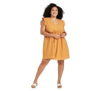 Women's Ruffle Short Sleeve Eyelet A-Line Dress Knox Rose Size 2X NWT